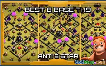 CoC Town Hall 9 Base Layouts & Maps | Trophy, War, Home Village #30444