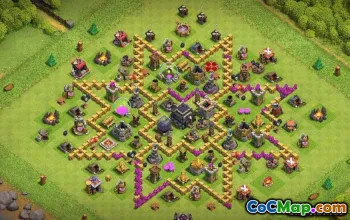 सीओसी टाउन हॉल 9 बेस लेआउट: ट्रॉफी और हाइब्रिड मैप्स #13940