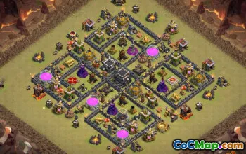 COC市政厅9基本布局：战争，农业和奖杯地图＃14559