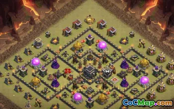 COC市政厅9基础布局 - 战争，家庭和奖杯地图＃15230
