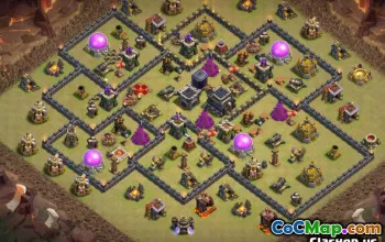 COC Town Hall 9 ბაზის განლაგება: ომი, ტროფი და მეურნეობის რუქები #10524