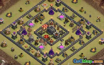 COC市政厅9基本布局：战争，奖杯和家居地图＃13062