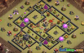 COC市政厅9基本布局：战争，奖杯和家居地图＃9942
