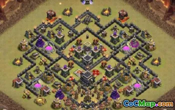 COC Town Hall 9 ბაზის განლაგება: ომი, ტროფი და სახლის სოფელი #11520