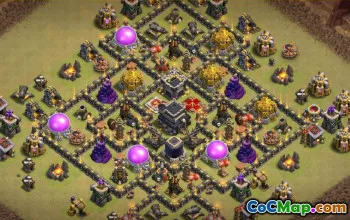 COC市政厅9基本布局：战争，奖杯和家乡＃15089