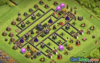 COC Town Hall 9 ბაზის განლაგება: ომი, ტროფი და ჰიბრიდული რუქები #10310