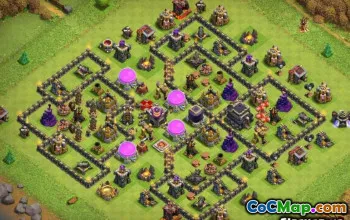 COC市政厅9基本布局：战争，奖杯和地图链接＃14081