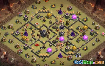 CoC Town Hall 9 Base Layouts: War & Trophy Maps #15553
