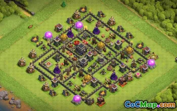 COC市政厅9基础布局：战争与奖杯地图＃16305