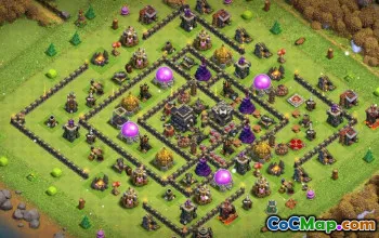 与最佳市政厅9基本布局和地图＃15236一起压碎COC