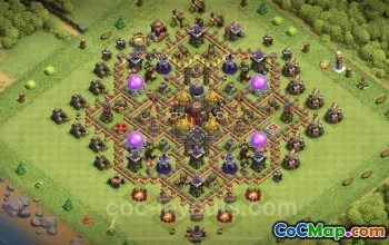 Farming Base TH10: Anti 2 Stars Hybrid Layout for COC #25036