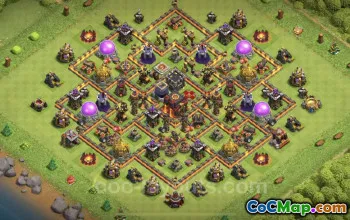 Farming Base TH10: Anti 3 Stars Hybrid Layout for COC #24947