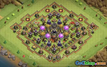 Farming Base TH10 - Anti 3 Stars Hybrid Layout for COC #25026