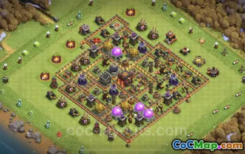 Farming Base TH10: Anti-Air Hybrid Layout for Clash of Clans #24997