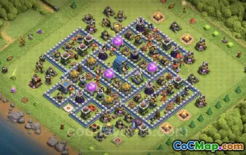 Farming Base TH12: Anti 3 Stars Hybrid - Clash of Clans #25564