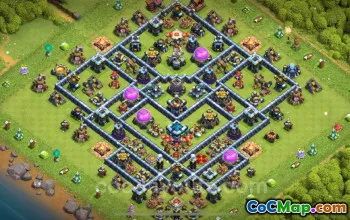 Farming Base TH13 Layout with Link & Anti-Air - COC #20980