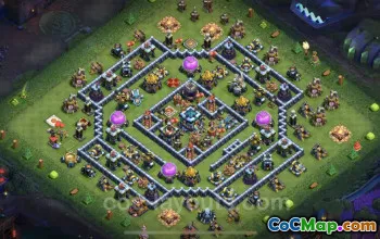 Farming Base TH13 Link: Anti 2 Stars Hybrid Design | COC #21147