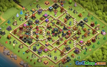 Farming Base TH17 with Link - Anti 3 Star Hybrid Design #22577