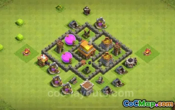 قاعدة الزراعة TH4: تصميم هجين مضاد لـ 3 نجوم - Clash of Clans 2024 #18006