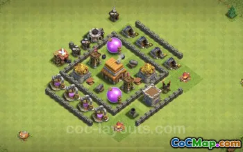 Farming Base TH4 Design & Link - Clash of Clans #23342