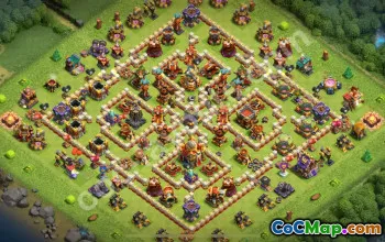 Farming TH16 Anti 3 Stars Hybrid Base Layout #55457