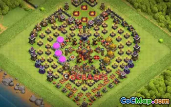 Fun Town Hall 10 Base - Anti 3 Stars & Symmetrical Design #24448