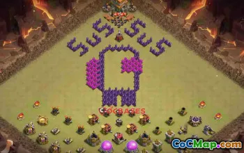 Fun Town Hall 7 Base: Symmetric Wall Art & Anti-Healer! #24377