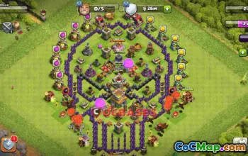Fun Town Hall 8 Base - Anti-Healer Skull Design | COC #24299