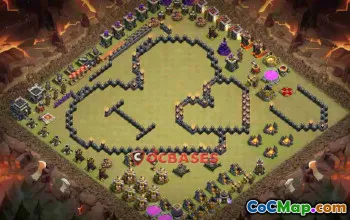 Fun Town Hall 9 Base: Anti-Queen Charge & Lavahound Defense #24454