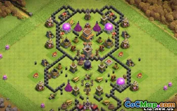 სასაცილო COC Town Hall 8 ბაზის განლაგება და რუქები - ჰიბრიდი და ტროფი #14193