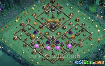 Max Level TH9 Base Copy - Hybrid Defense Link for COC #24735