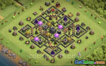 Max Level TH9 Base Design: Anti-Air & Hybrid - Clash of Clans #24827