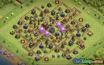 Max TH10 Farming Base Copy | Anti-Everything Hybrid Layout #25011