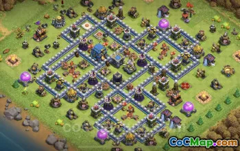 Max TH12 Base Copy - Anti Everything with Link for COC #25619