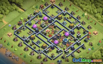 Max TH13 Hybrid Base with Link - Clash of Clans Defense #21411