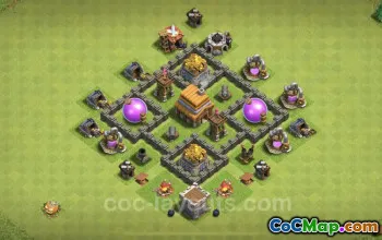 نسخة قاعدة الزراعة Max TH4 - استراتيجية Clash of Clans الهجينة رقم 18090