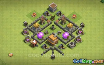 قاعدة الزراعة Max TH4 مع مكافحة كل شيء - Clash of Clans #18095