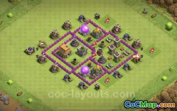 Max TH6 Farming Base with Anti-Air - Clash of Clans Layout #23723