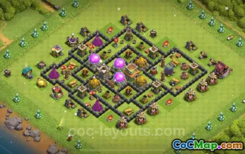 Optimal TH8 Farming Base - Anti 2 Star Layout for COC 2024 #18891