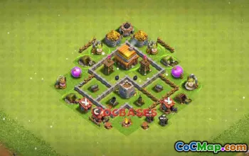 Optimized Town Hall 4 Trophy Base: Anti 2 & 3 Stars #24327