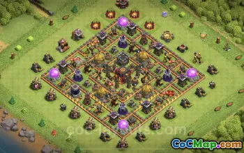 TH10 Farming Base: Anti 2 Stars Hybrid Layout - COC #19827