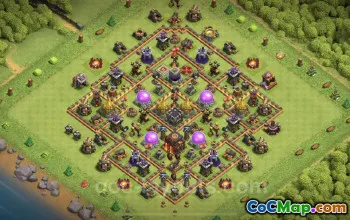 TH10 Farming Base - Anti 3 Stars Hybrid Design | Clash of Clans #25143