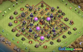 TH10 Farming Base: Anti 3 Stars Hybrid Layout | Clash of Clans #24962