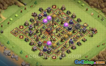 TH10 Farming Base - Anti 3 Stars Hybrid Layout for COC #24961