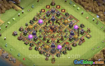 TH10 Farming Base - Anti Air Hybrid Layout for COC #25025
