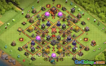 TH10 Farming Base - Anti Everything Hybrid Layout - COC #19673