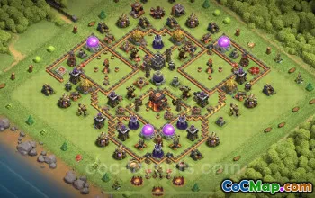 TH10 Farming Base - Anti Everything Hybrid Layoutᴗ COC #24885