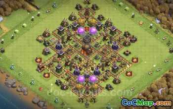 TH10 Farming Base: Anti Everything Hybrid Layout - COC #25022