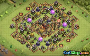 TH10 Farming Base: Anti-Everything Hybrid Layout - COC #25178