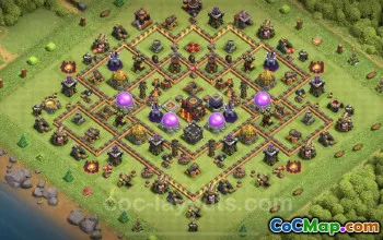 TH10 Hybrid Trophy Base with Link - Clash of Clans #24955